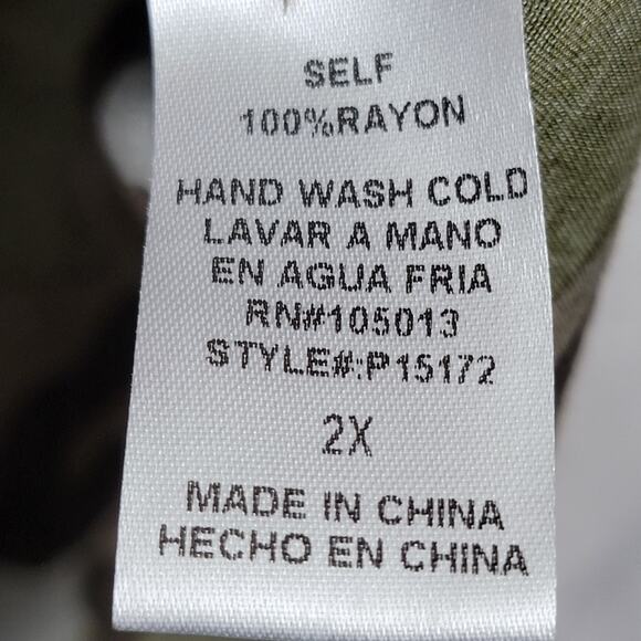 2X Boho Chic Button Top Roll Tab Sleeve Camo Colorful Embroidery Floral Andree - Picture 10 of 13